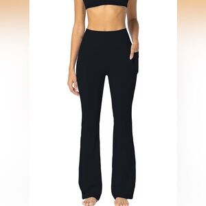 Sunzel Women’s Mini Flare Leggings 30” with Pockets Black XL